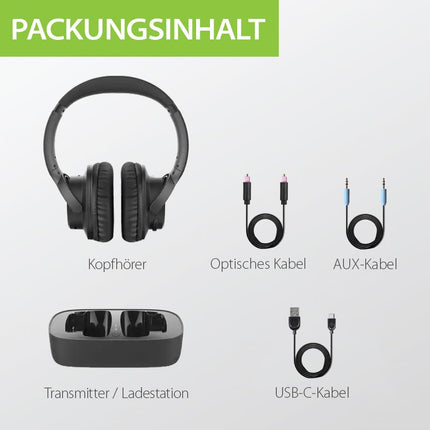 Avantree Ensemble – juhtmevabad kõrvaklapid teleri jaoks, 35-tunnise mänguajaga Bluetooth-kõrvaklapid laadimisjaama ja saatjaga seenioridele, ühildub optilise, AUX- või Bluetooth-heliväljundiga teleritega