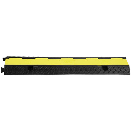 VEVOR 3x 2-Channel Cable Bridge 98x24x4.5cm Overrun Protection Rubber &amp; PVC Hose Bridge Max. Load Capacity 5443kg per Axle Channel Size 3x3cm Access Ramp Ideal for Parking Lots Warehouses Construction Sites