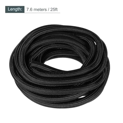 sourcing map 2.4cm 7.6m Black Split Sleeve Wire Braided Sleeving Self-Coiling Braided Sleeve UL94-V2 Flame Resistant PET Sleeve for Automotive Home Cable Management
