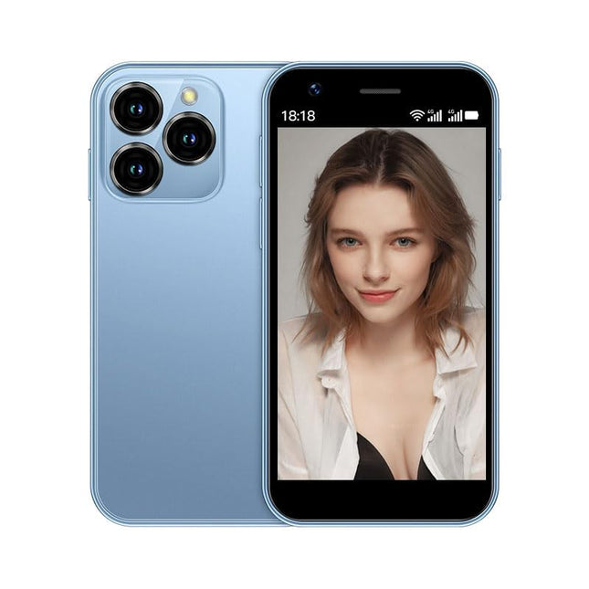 Hipipooo Mini lukustamata nutitelefon 4G telefon 3.0-tolline kahe SIM-kaardiga 2000mAh akuga kahe kaameraga Android 10.0 neljatuumaline WiFi Bluetooth leviala varutelefon (sinine, 3GB+64GB)