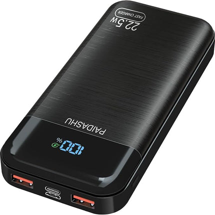 PAIDASHU Power Bank 27000mAh 22.5W väline mobiiltelefoni aku PD20W kiirlaadimisega Power Bank USB C LED-ekraaniga 3 väljundit ja 2 sisendit kaasaskantav laadija nutitelefonidele (002)