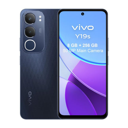VIVO Y19s Smartphone, 8GB RAM + 256GB ROM, 50MP Rear Camera, 5150mAh Battery, Dynamic Light, 16.9cm (6.68-inch) Super Bright Display, IP64, 4G Mobile Phone, Dual SIM, Android 14, Black