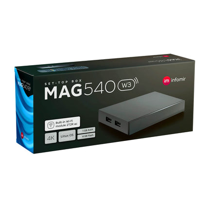 MAG 540w3 originaal Infomir &amp; hb-digital 4K digiboks multimeediapleier interneti-TV vastuvõtja UHD 60FPS 2160p@60 FPS HDMI 2.1 4K ja HEVC tugi USB3.0 ARM Cortex-A35 + HDMI kaabel