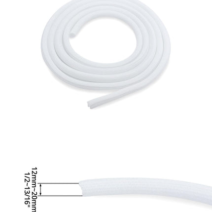 QWORK® 3-meetrine isesulguv kaablihülss, lõigatav kootud kaablikanal, valge kaablikaitse Ø 13–20 mm