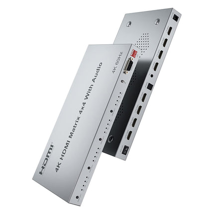 4x4 HDMI Matrix Splitter 4K@60Hz with Audio Extractor 4 in 4 Out Matrix Splitter Support HDCP2.2 EDID HDR 18Gbps RS232 Remote Control