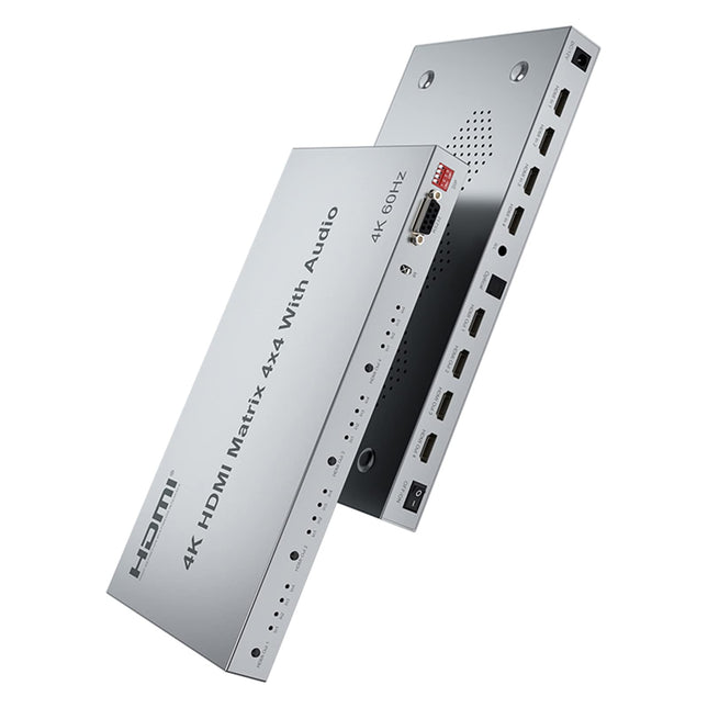 4x4 HDMI Matrix Splitter 4K@60Hz with Audio Extractor 4 in 4 Out Matrix Splitter Support HDCP2.2 EDID HDR 18Gbps RS232 Remote Control