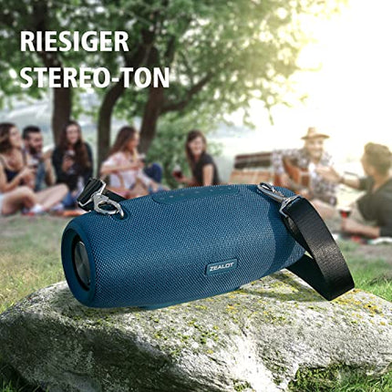 ZEALOT Bluetooth kõlar, kaasaskantav Bluetooth karp, 60W, BassUp tehnoloogia, stereo helitugevus, ekvalaiser, IPX5 veekindlus, 14 400 mAh, õuekõlar TF-kaardi/USB/AUX-iga