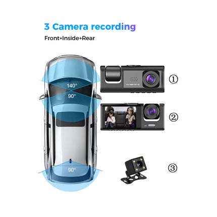 Aumotop Dashcam Car 1080P DVR, Dashcam Car Eesmine Tagumine Salvesti Tahavaatekaamera Sõidu Salvesti, 2-tolline Ekraan, Toetab Öise Nägemise Salvestustsüklit Ühe Klahviga Lukk