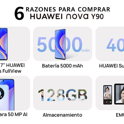 TORTOISE LOOK Huawei Nova Y90- Celular DE 6,7'', 6 GB RAM + 128 GB ROM, Negro