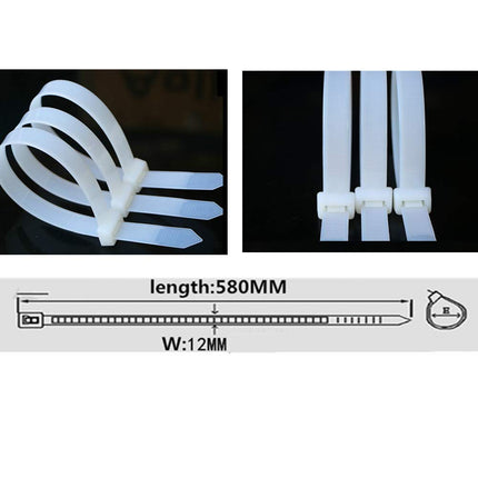 Tugevad kaablisidemed, 580 mm x 12 mm, 30 tk pakis, tööstuskvaliteet, ülitugev tõmbetugevus, suured nailonist kaablisidemed, valged