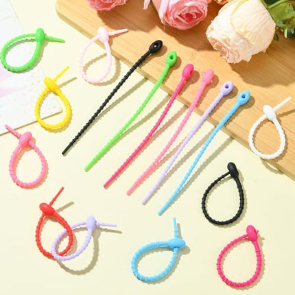 DanLingJewelry 500 Pieces 5 Inch Colorful Silicone Spiral Ties Oval Shape Reusable Silicone Rubber Cable Ties Cord Organizer Straps for Wire Organization Home Office