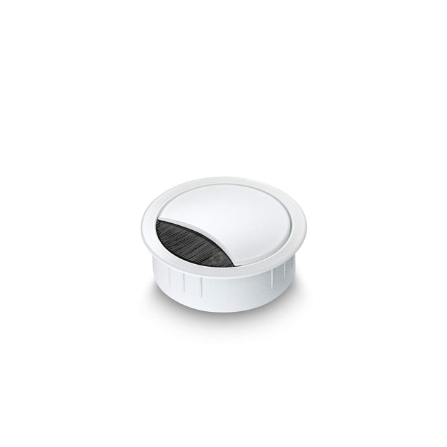 Eisnhaueri kaablikarp roostevabast terasest, valgeks lakitud, 60 mm, sobib mitmele kaablile, harjatihend ja eemaldatav kaas, kõrgus u 21 mm