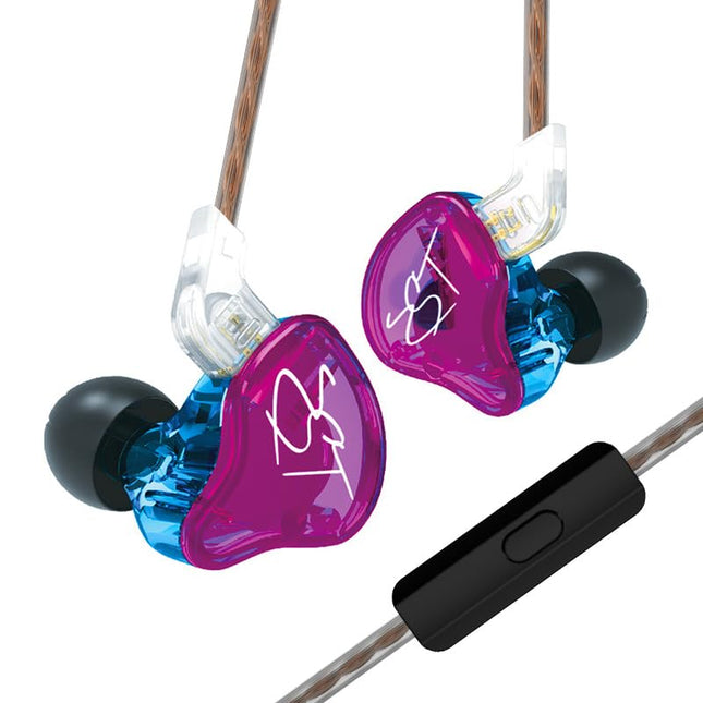 keephifi KZ ZST juhtmega KZ IEM kõrvaklapid mikrofoniga, 1BA + 1DD HiFi kõrvasisesed kõrvaklapid, mürasummutus, juhtmega, stereobass, trummar (lilla, mikrofoniga)