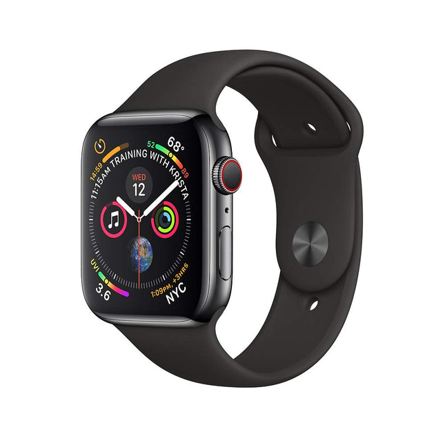 Apple Watch Series 4 44mm (GPS + Cellular) - Space Gray Stainless Steel Case with Black Sport Band (Refurbished)