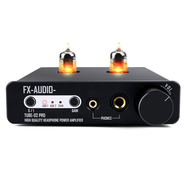 FX-Audio Tube-02 Pro Tube Headphone Amplifier, Vacuum 5725 Tube Preamplifier, Mini Hi-Fi Integrated Stereo Class A Amplifier Supports 32-600 Ohm Headphones, for