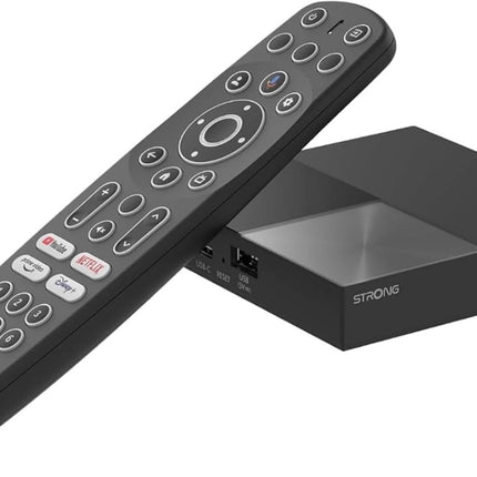 STRONG Leap-S3 Pro 4K UHD Google TV voogedastusboks Etherneti pordiga, Android 12, 4 GB muutmälu + 32 GB salvestusruumi, Wi-Fi 6, sisseehitatud Chromecast, Google Voice Control, Dolby Atmos ja Dolby Vision