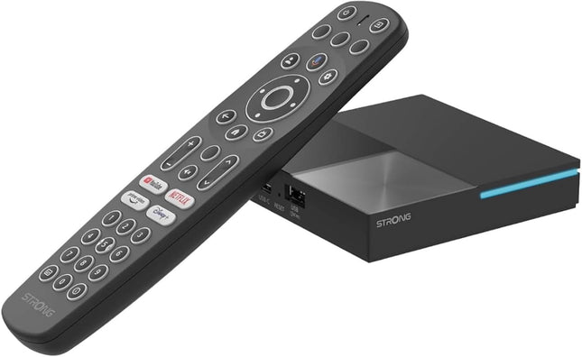 STRONG Leap-S3 Pro 4K UHD Google TV voogedastusboks Etherneti pordiga, Android 12, 4 GB muutmälu + 32 GB salvestusruumi, Wi-Fi 6, sisseehitatud Chromecast, Google Voice Control, Dolby Atmos ja Dolby Vision