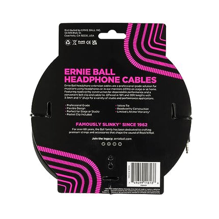 Ernie Ball kõrvaklappide pikenduskaabel, 3,5 mm kuni 3,5 mm, 6,1 m - must