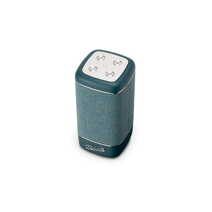 Roberts Beacon 325 Bluetooth kõlar – kaasaskantav, laetav, 12 tundi mänguaega, kaks passiivset bassikõlarit, vintage-disain, Bluetooth, voogedastus, Aux-sisend, sinakasroheline
