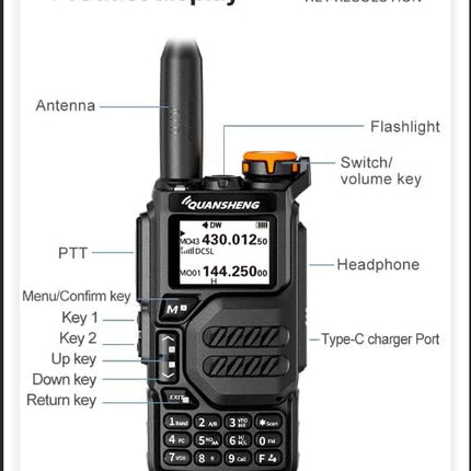 PUEKEO UV-K5 - kaasaskantav kahe sagedusribaga kahesuunaline raadio (VHF/UHF) 5W FM-raadiod