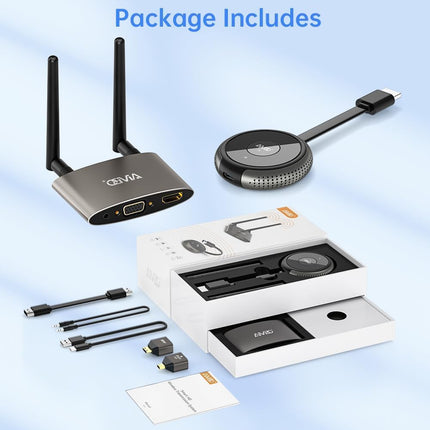Wireless HDMI 4K 5G, HDMI Wireless Transmitter and Receiver, HDMI&amp;VGA Dual-Screen Wireless Transmission, Wireless Transmitter Receiver from Laptop/TV Box/Mobile Phone/Camera to TV/Monitor/Projector, 165ft