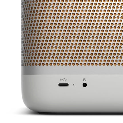 Bang &amp; Olufsen Beolit ​​20 - Powerful, loud, wireless, portable Bluetooth home speaker with 360-degree sound and integrated Qi charging station - Grey Mist