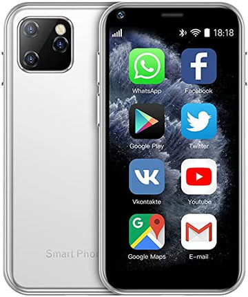 Hipipooo Small Mini Phone, Unlocked 3G Dual SIM Smartphone, 2.5 inch 1000mAh Android 8.1 Kids Phone, 2GB + 16GB (XS11-White)
