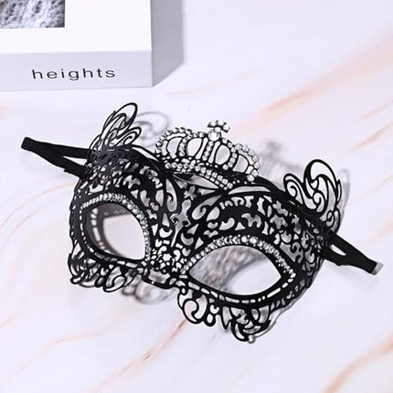 OIDEA naiste Veneetsia metallmask: laserlõigatud pitsist teemantkrooniga elegantne maskeraadi gooti ball-ehted ooperiballile halloweeni karnevalile
