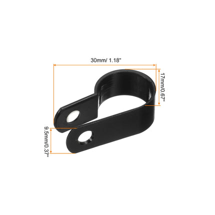 QUARKZMAN R-Type Cable Clip Wire Clamp, 16mm 0.63 inch Nylon Screw Fastening Cable Tie Clips with Screws Black for Cable Management Pack of 200
