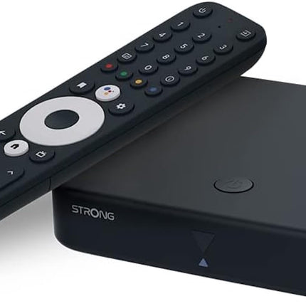 STRONG - Android TV voogedastusboks, DVB-T2, 4K UHD - SRT420 - sisseehitatud Chromecast - ühildub Google Voice Assistantiga - Dolby Audio ja Dolby Vision - Google Play, Netflix, Prime Video ja palju muud