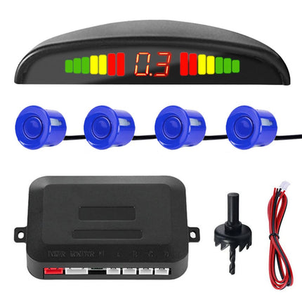 MOCNT auto parkimisabi 4 tagumist andurit tagurdamisabi sõiduki tagurdamisalarm parkimissüsteem parkimisandurid tagurdamisparkimisabi 12V LCD-ekraan helisignaal sinine