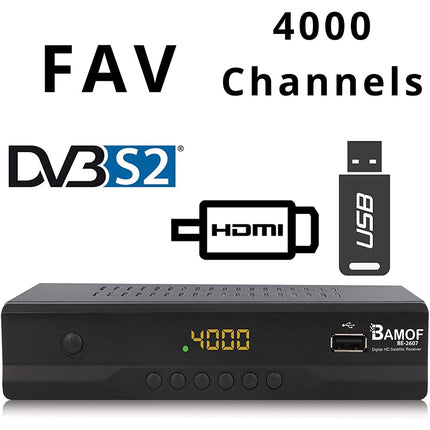 hd-line Bamof BE-2607 Digital Satellite Receiver - (HDTV, DVB-S/S2, HDMI, SCART, 2x USB 2.0, Full HD 1080p) [Pre-programmed for Astra Hotbird Türksat] [Energy Class A+++]