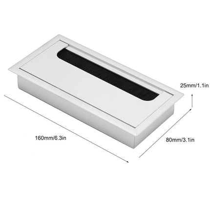Computer Desk Cable Grommet, Square, Aluminum Alloy, Cable Grommet Insert, Top Opening, Organizer, for Offices, Entertainment Areas, Workstations, Silver