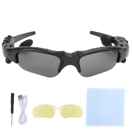Goshyda Bluetooth Polarized Glasses, Portable Smart 5.0 Wireless Sunglasses Sports Driving Glasses with Stereo Earbuds, for Talking, Listening to Music (Yellow Lens)