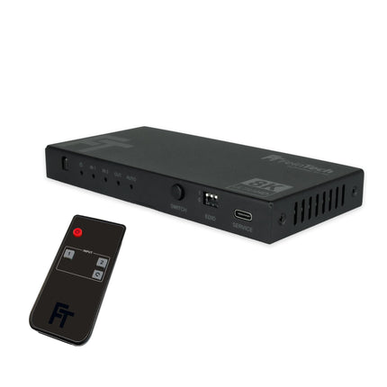 FeinTech SW212 HDMI 2.1 lüliti 2 sisendit 1 väljundit koos HDMI heli ekstraktoriga 4K 120Hz ja automaatse lülitusega, 8K 60Hz, VRR, ALLM, heli jagaja optiliseks SPDIF Toslinkiks ja 3,5 mm pesaks