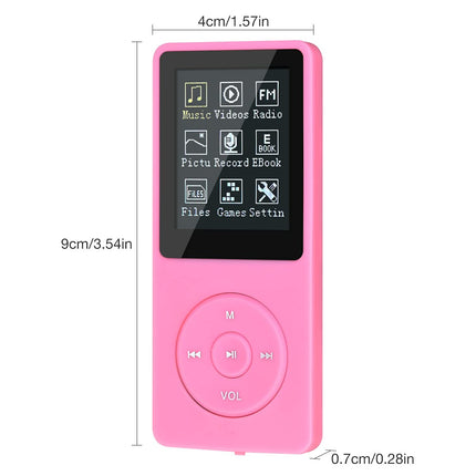 MP3/MP4 Player, Lychee Upgrade, 8 GB Digital Music Player, Portable HiFi Sound with Video/Voice Recording/FM Radio/E-Book Reader, Supports up to 64 GB (Pink)