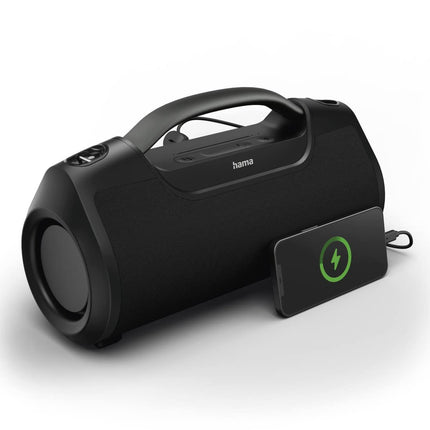 Hama Bluetooth-muusikakarp SoundBarrel (Bluetooth-kõlar, veekindel vastavalt IPX6 standardile, kaasaskantav muusikakarp 60 W, 12-tunnine aku, toiteplokk) must