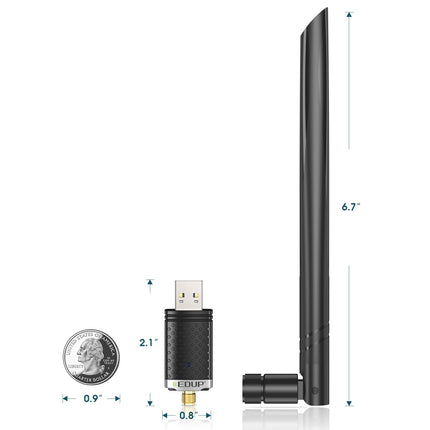 EDUP AC1300M WLAN-pulk USB 3.0 WLAN-adapter 6dBi eemaldatava antenniga 802.11 AC kahesageduslik (5 GHz 867 Mbit/s + 2,4 GHz 400 Mbit/s) võrguadapter, mis toetab WiFi leviala lauaarvutitele, sülearvutitele, Windowsile ja Mac OS-ile