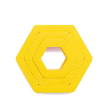 Kaunistamine, kuusnurksete küpsisevormide komplekt, plast, kollane, 1,5/2,5/3,5 x 2,2 cm (3 tk pakis)