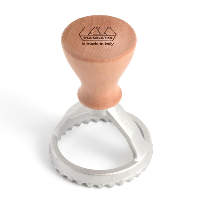 MARCATO Ravioli ja Küpsisevorm, Raviolimasin, Küpsisevormid, Täispuit ja valualumiinium, Valmistatud Itaalias, 58 mm Ümmargune Tempel