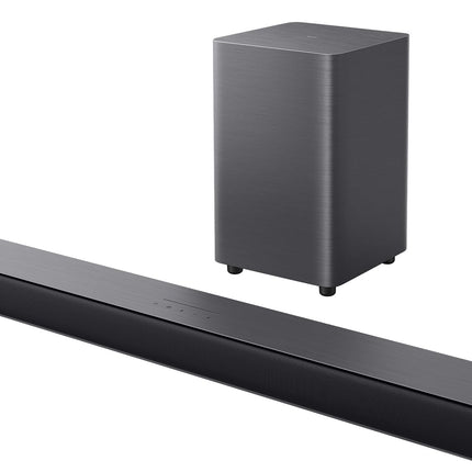 TCL S55HE 2.1-kanaliga Dolby Atmos kõlaririba, maksimaalne võimsus 220 W kahekordse bassisüsteemiga, DTS Virtual X tugi, HDMI eARC ja Bluetooth 5.3, kõlaririba juhtmevaba subwooferiga, kodukino