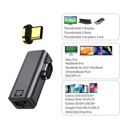 Cablecc magnetiline nurga all olev USB-C tüüpi C USB 3.1 kuni 1000 Mbps gigabiti Etherneti võrgu LAN-adapter sülearvutile