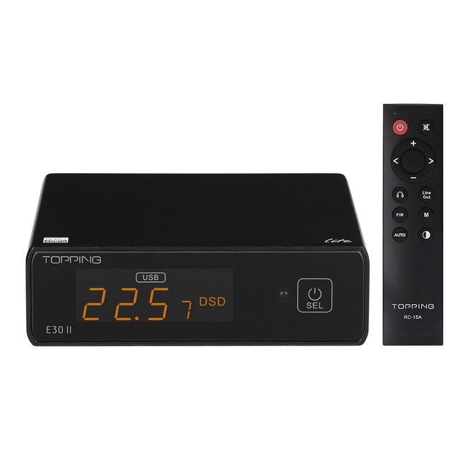 Topping E30 II lite DAC eelvõimendi – AK4493S Hi-Res XMOS XU208 DAC 32-bit/768 kHz DSD512 DSD Direct režiim USB/koaksiaal-/optiliste sisendite jaoks RCA HiFi stereo digitaalne audiodekooder
