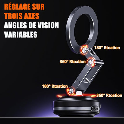 KEVANLY Upgraded THREE-Axis Vacuum Magnetic Car Phone Holder for Magsafe Car Mount, 360° Rotation Electric Suction Cup Car Phone Holder for Vehicles and Other Occasions