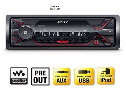 Sony DSX-A410BT MP3 autoraadio (kahekordne Bluetooth, NFC, USB, AUX-port, valgustus, 4 x 55 vatti, käed-vabad kõned) punane