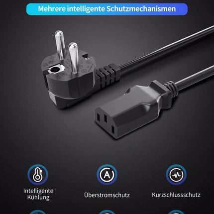 (2 tükki 3 m) universaalne sülearvutikaabel, CYD universaalne sülearvutikaabel 250V 10A, ühildub ekraani toitekaabliga monitorile LG HP Philips Samsung