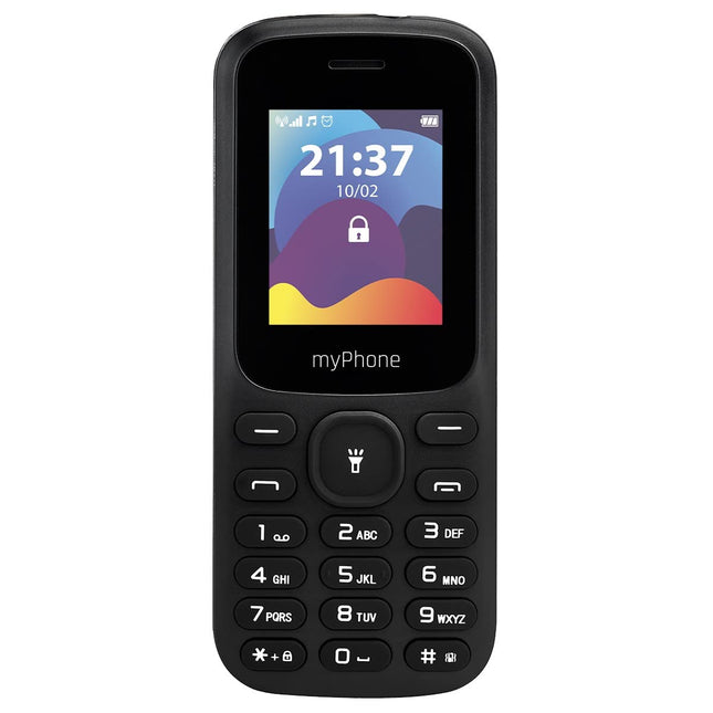 MP myPhone Fusion nupuvajutusega telefon, suured valgustatud klahvid, 1,77-tolline värviline ekraan, 600 mAh aku, taskulamp, raadio, kahe SIM-kaardi pesa, Bluetooth, mobiiltelefon pensionäridele, must, nupuvajutusega telefon, seenioride telefon