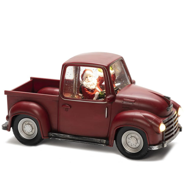 Konstsmide LED pick-up with Santa Claus, water-filled, red, with Santa Claus as driver, with on/off switch, 5h timer, red, battery-operated, indoor, 3 warm white diodes - 4384-550