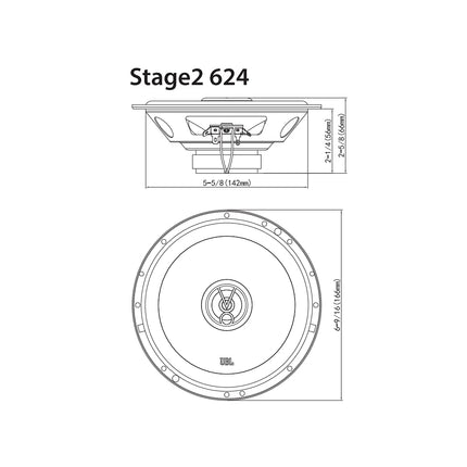 JBL Stage2 624 2-way car speaker set from Harman Kardon - 240 Watt car speaker boxes 16 - 17 cm