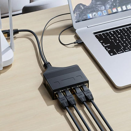 Panlouting 1000Mbit/s RJ45 Etherneti 1-4 jaoturadapter, 4 porti samaaegseks kasutamiseks, kiire interneti LAN-pesa pikendus USB-toitekaabliga